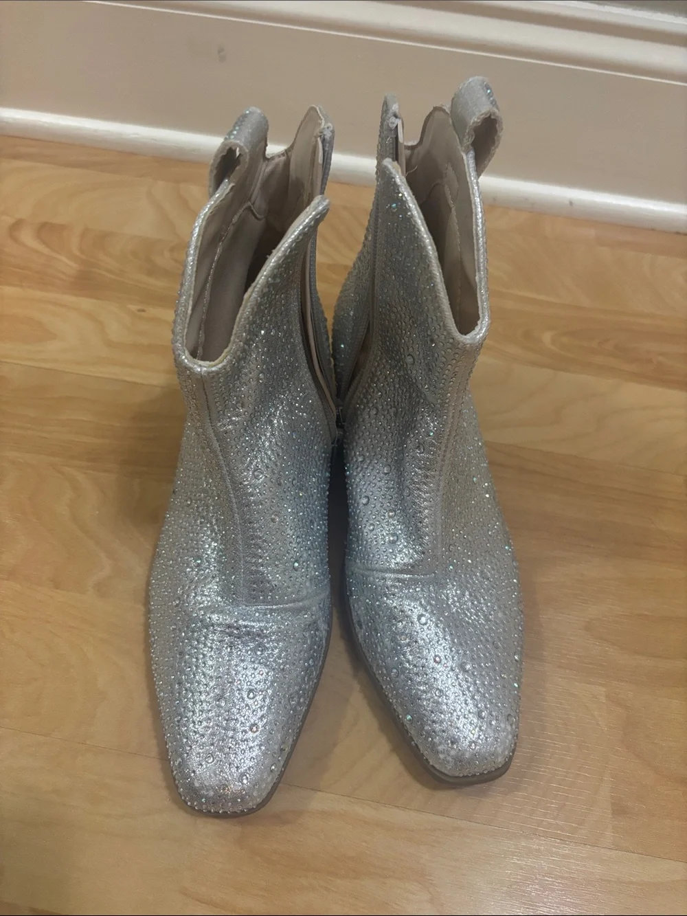 Dream Pairs Silver Glitter Western Kids Ankle Boots